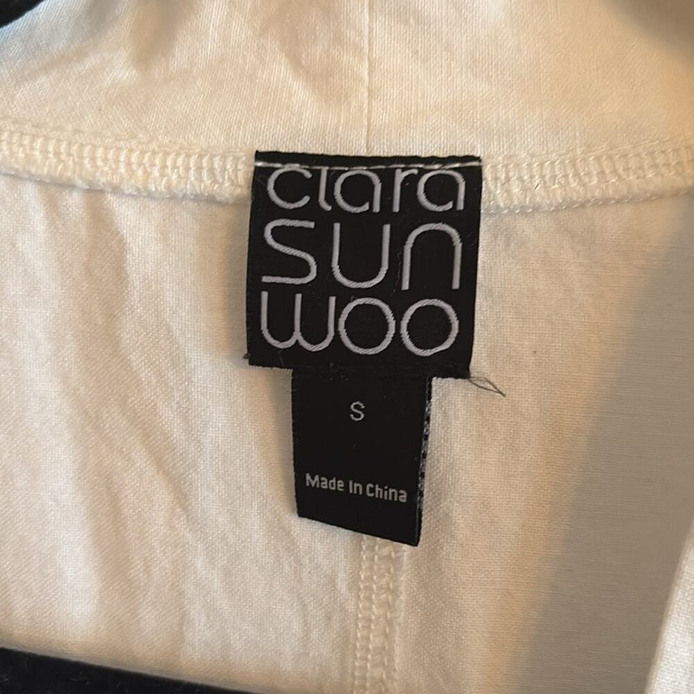CLARA SUNWOO women’s small linen cotton blend white open front jacket - Picture 2 of 4